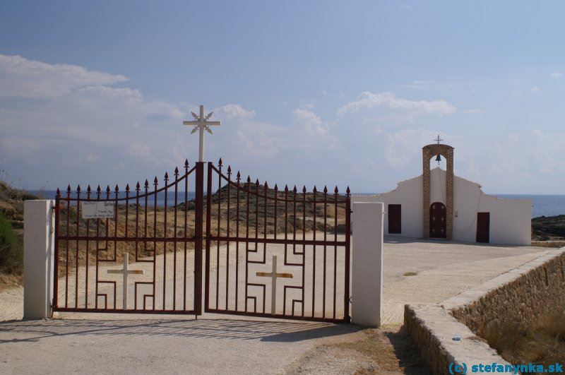 Zakynthos. Kostolík Agios Nikolaos na poloostrove Vasiliki