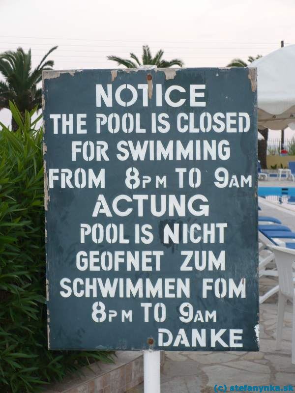 Hotel Golden Sands, Agios Georgios south, Korfu  ACTUNG, ACTUNG...  alebo žeby to malo byť ACT-und...??? a čo znamená to FOM???